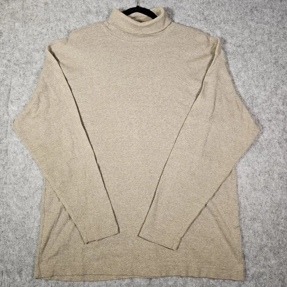 VTG Banana Republic Mens Beige Long Sleeve Turtleneck Sweater Dad Artist Size XL